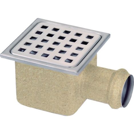 Gebo SH40 sifón de suelo inox 105x105 mm evacuación horizontal (1/2)