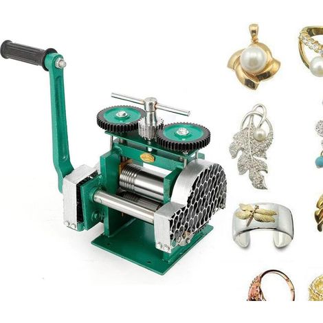 Manuelle Walzwerk-Maschine, 85mm Breite 50mm Kombination Schmuckwalzwerk Tablettiermaschine Walzdraht Flachblech Schmuckkennzeichnung DIY Werkzeug für Schmuckdesign und Reparatur (1/5)