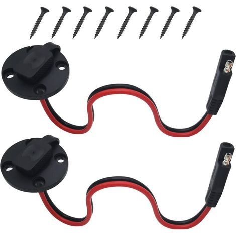 Lntyq Connecteur SAE, Port de paroi latérale de Prise d'alimentation SAE, 16AGW Câble SAE, Connecteur à Montage Encastré à Montage Rapide sur Panneau Solaire (2 pcs) (1/5)