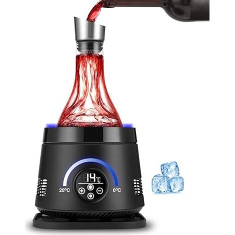 Cobalance Elektrischer Weinkühler & Dekanter mit Weinbelüfter, 1,5 l Glaskaraffe & Flaschenkühler, 24h Temperaturkontrolle für Rot- & Weißwein, 2-in-1, ideales Geschenkset für Weinliebhaber (1/5)