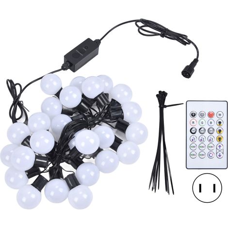 Guirlande lumineuse G40 25 ampoules globe LED 5m RGB pour décoration mariage fête, 100-240V prise US (1/5)