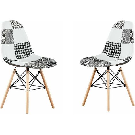 Set of 1/2/4/6 Chrono Patchwork Eiffel Dining Chair - Set of 2 - Multicoloured (1/5)