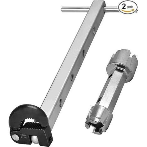 Llave telescópica para lavabo, mango extensible de 10 a 17 pulgadas, llave para tuercas de grifo totalmente pulida con capacidad de mordaza de 3/8" a 1-1/4" para espacios de difícil acceso. (1/4)