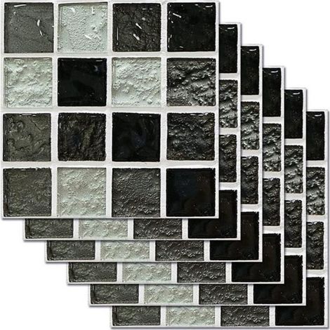 Carrelage Adhésif Mural - Carreau Ciment 3D Noir 20x20 cm - Usage Intérieur Cuisine Crédence Salle De Bain - 24 Pièces (1/4)