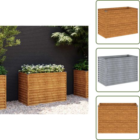 Lit surélevé de jardin 100x50x69 cm acier corten - Jardinière - Bac À Fleurs - Pot De Fleurs Extérieur - Acier Corten - Lit Surélevé (1/5)