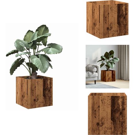Pflanzgefäß Altholz-Optik 40x40x40 cm Holzwerkstoff - Pflanzgefäß - Pflanzgefäße - Blumenkasten - Blumentopf (1/5)