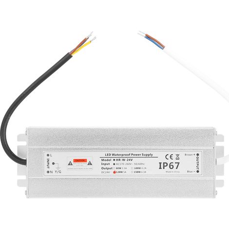 Alimentatore AC/DC impermeabile IP67 da 24 V 120 W 5 A per LED e applicazioni a bassa tensione, in alluminio