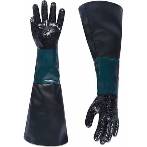 Gants de sablage en caoutchouc Longueur : 60cm abrasif Gants pour salle de sablage Gants de travail pour machine de sablage (1/5)