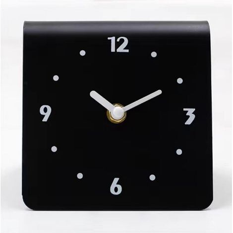 Horloge de Bureau Métal Noir Design Moderne Silencieux Décoration Intérieure Chambre Salon Pratique Élégante Sans Bruit (1/5)