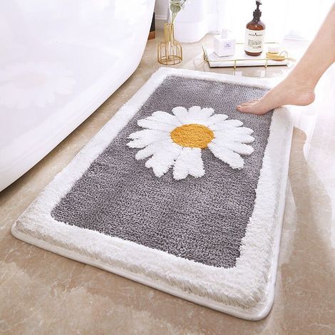 Tapis de bain antidérapant en microfibre grise (1/4)