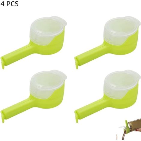 4 clip di chiusura per sacchetti alimentari, clip di chiusura in plastica con beccuccio rotondo (diametro 5 cm) per snack, cibo per animali e cereali (1/5)