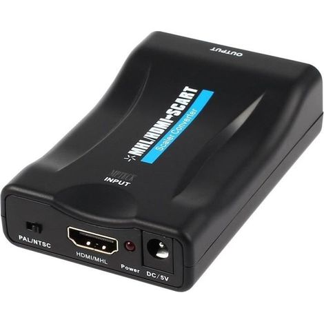 MPTECK @ Convertisseur HDMI vers péritel Adaptateur MHL HDMI vers SCART HD soutien NTSC PAL pour SKY HD Blu Ray APPLE TV DVD PS3 (1/4)