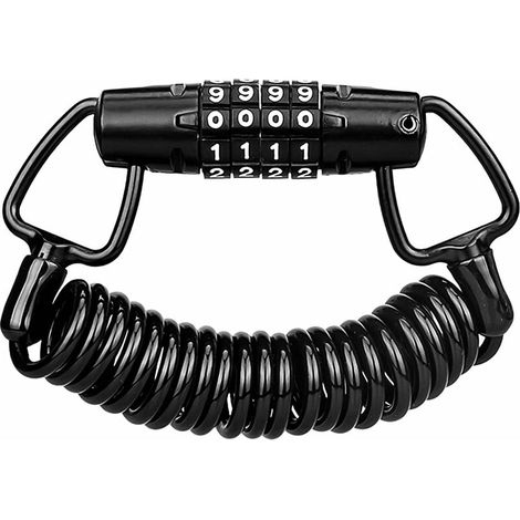 royaluxe - Antivol de Casque,Cadenas de Vélo avec 4 Chiffres,150CM Antivol Universel à Câble,Chaîne Antivol pour Vélo, Poussettes et Scooter peut Être Enroulé Automatiquement, Noir, (1/5)