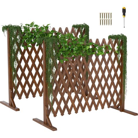 Lot de 2 treillis en bois réglables et extensibles pour chien jusqu'à 160 cm - Pliable et extensible - Pour jardin, balcon, terrasse (1/5)