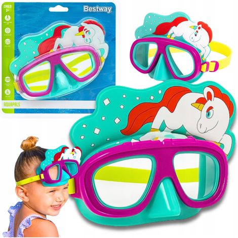 Maschera da sub unicorno e occhialini da nuoto per bambini BESTWAY