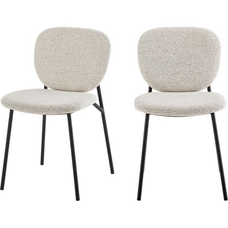 Lot de 2 chaises en tissu et métal - Écru chiné - Dalby (1/5)