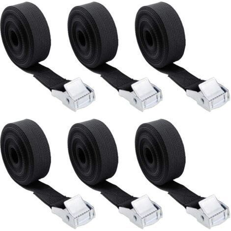 Sangle à Griffe Sangle d'Arrimage Sangle de Fixation pour Transport Moto, Camion Sangle Arrimage, Charge maximale 250 kg 6 Pieces à 2.5 cm x 5 m (Noire) (1/5)