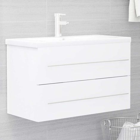 vidaXL Mobile Lavabo Bianco 80x38,5x48 cm in Legno Multistrato (1/4)
