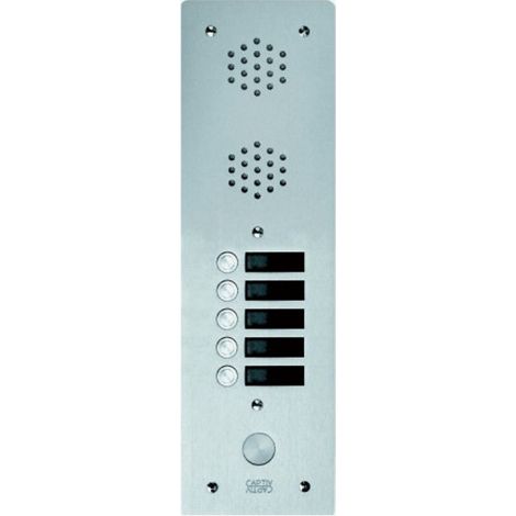 Urmet – Plaque anti-vandale aluminium 6mm – 1 rangée 5 boutons poussoirs – Boîtier acier galvanisé IP53 IK08 – Pour interphone et visiophone