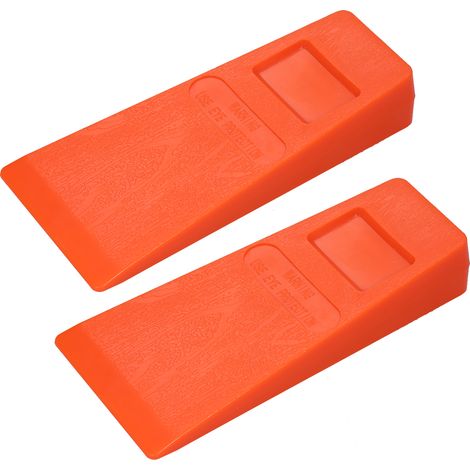 Juego de 2 cuñas de tala de plástico naranja, 14 cm, cuña para cortar árboles, cuña con púas, herramienta para cortar madera (1/5)