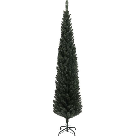 Sapin de Noël étroit haut 195 cm, gain de place, 390 branches, base en acier pour intérieur, vert (1/5)