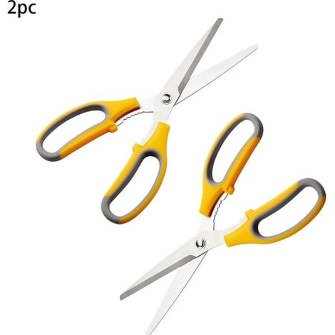 Due paia di forbici da cucina in acciaio inossidabile giallo, forbici multiuso per alimenti, adatte per tagliare carne, verdure, erbe aromatiche, noci, ecc.