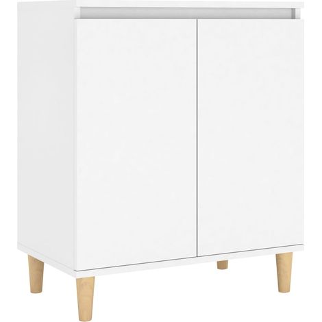 Aparador Aparador Cómoda Gabinete Unidad de Almacenamiento Organizador Cocina Sala de Estar con Patas de Madera Maciza Madera de ingeniería Blanca 020030091