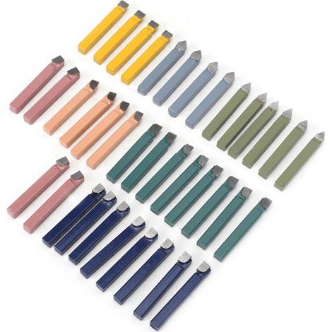 38 pièces outils de tournage à pointe carbure pour soudure, kit de coupe pour tour 1/4 pouce (1/5)