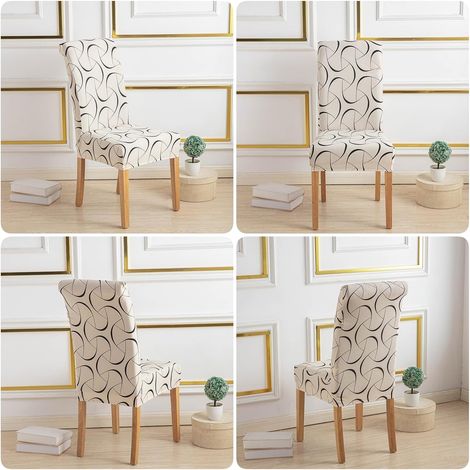 Housse de Chaise Extensible, Lot de 6 Housses Amovibles et Lavables pour Cuisine et Salle à Manger, Respirantes, Douce et Confortable, Déco pour Hôtel, Mariage, Banquet (1/4)
