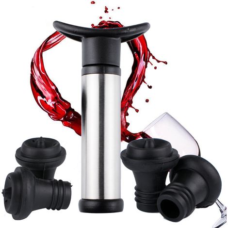 Système D'Évacuation D'Air Pour Vin - Pompe À Vide En Acier Inoxydable Avec 4 Bouchons À Vide - Pour Vin Rouge Blanc Et Bière - Lot De 1 (1/5)