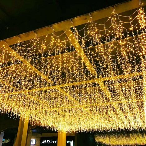 Rideau de Lumière de Noël, 4x0.6m 96 Guirlandes Lumineuse Led, 8 Modes de Clignotement, Mariage, Fête, Maison, Jardin, Cour, Décorations d'Halloween [Classe énergétique G] (1/5)