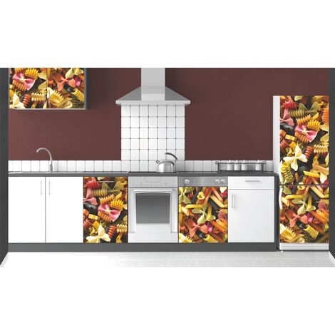 Sticker mural réfrigérateur, trompe l'oeil pâtes géantes, 59,5 cm X 180 cm - Décoration murale pour cuisine, déco originale et amusante. (1/2)