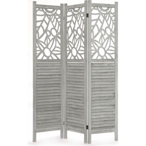 Biombo mampara de separación en madera de pino, diseño MARSELLA Gris. (1/2)