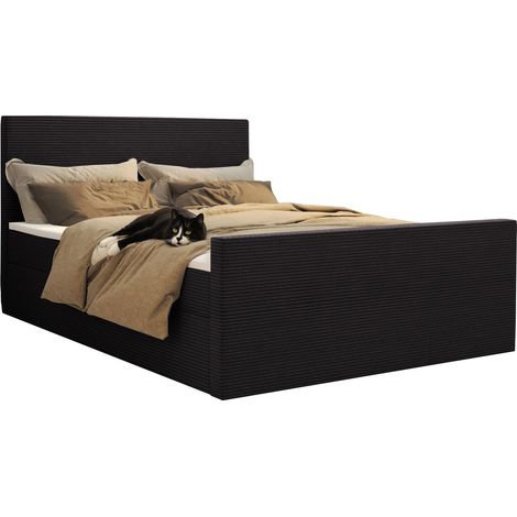 Modern Boxspringbett mit bettkasten und topper VIESTA stoff Poso 120x200 cm Schwarz (1/3)