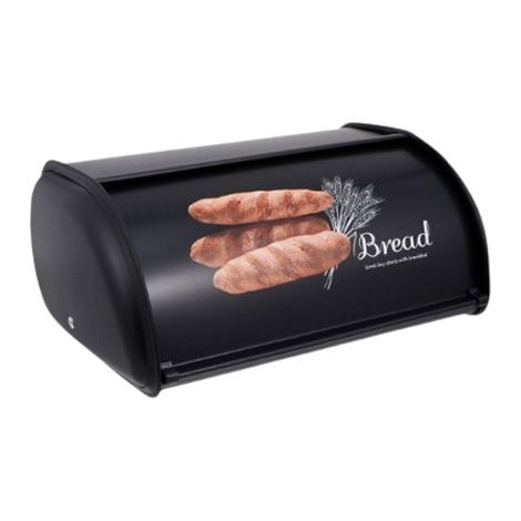 Boîte à pain en métal noir 37,5x23,5x14,5cm – Couvercle coulissant – Contenance 0,600kg (1/4)