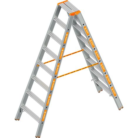 Layher Topic 1048 Stufenstehleiter eloxiert 2x8 Stufen