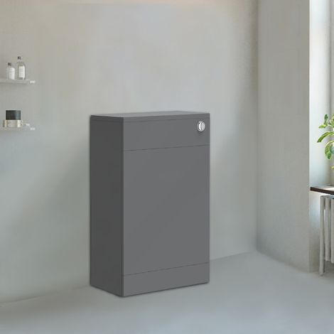 NRG 500mm Bathroom Toilet Back to Wall Unit with Concealed Cistern Furniture Units Gloss Grey (1/5)