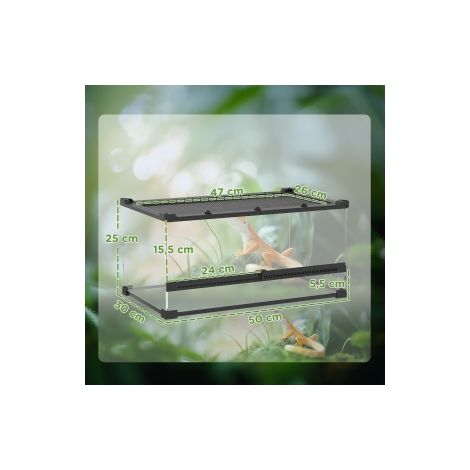 Terrarium pour reptiles en verre avec fond surélevé et étanche et fermeture à bouton pour maison, salon et chambre (1/5)