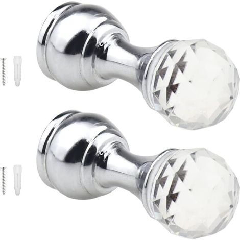 Handtuchhaken fürs Badezimmer, Wandgarderobenhaken, 2er-Set, zum Einschrauben, Designer-Stil, Kristallkopf, 50 mm