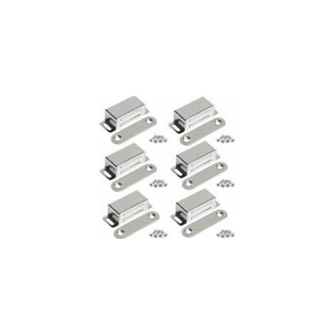 Aimants de Porte pour Meubles, Aimants Magnétiques en Acier Inoxydable Puissants de 10 kg pour Placard de Porte (Lot de 6, avec vis en acier inoxydable)