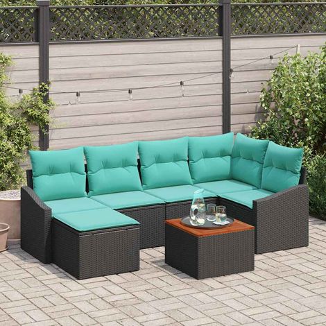Set Divano da Giardino 7 pz Nero polyrattan vidaXL (1/5)