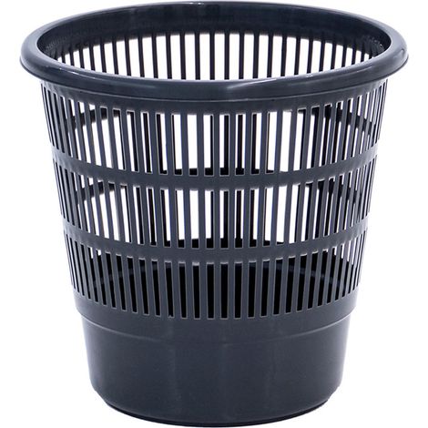 PrimeMatik - Poubelle grillagée 31x30 cm d'une capacité de 16L en PVC noir