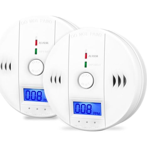 Lot de 2 Détecteurs de Monoxyde de Carbone (CO) – Alarme Numérique à Piles avec Écran LCD pour Surveillance Intérieure Maison et Cuisine (1/5)