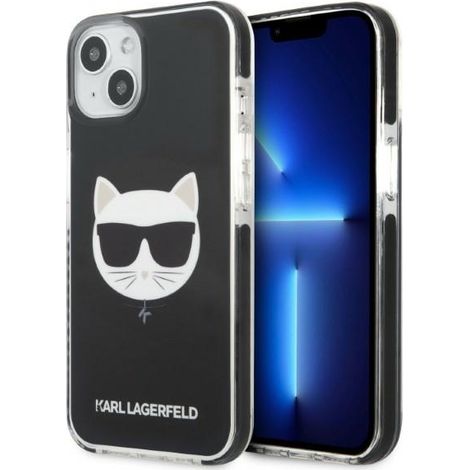 Custodia per iPhone 13 mini Karl Lagerfeld Choupette Head nera (1/5)