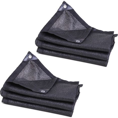 Toile d'Ombre - Filet Pare-Soleil en HDPE - Protection UV 90 % - Pour Serre Jardin Plantes Piscine Animaux - 2 x 3 m - Noir - 2 Pièces (1/5)