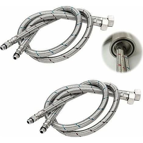 Tubo flessibile di collegamento per rubinetti, 3/8 DN6, lungo 60 cm, con filettatura, a compressione, 2 pezzi (1 coppia) (1/5)