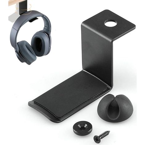 Support Casque Rotatif en Aluminium, Support Ecouteur Stand Porte-Casque avec Un Dispositif Fixe Double Face Crochet Headset Adhésif pour Bureau, Mur, Table, Contrôleur de Jeu, Gamepad, Câble (1/5)