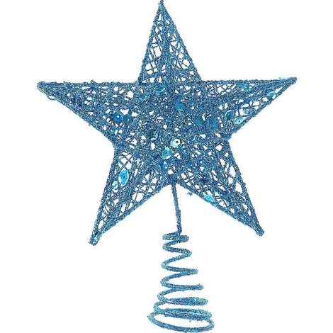 Étoile de Noël en fer de 20 cm, décoration scintillante pour sapin de Noël (bleu) (1/3)
