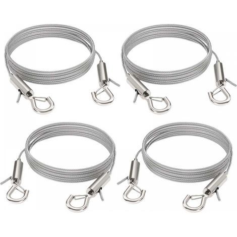 Fil de fer réglable pour miroirs, lampes, panneaux d'affichage, etc., capacité de charge 30 kg, 4 pièces, 2 m x 1,5 mm (1/5)