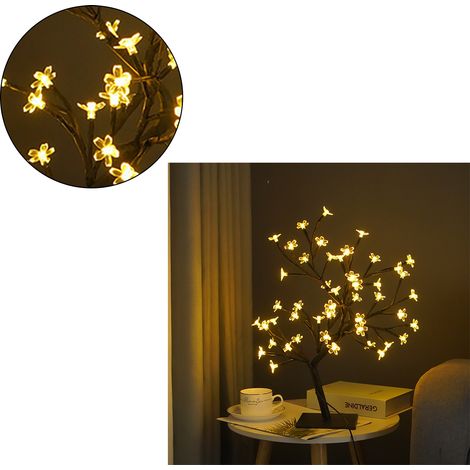 Lampe LED en forme de rose et de fleur de cerisier, 48 LED, avec interrupteur, USB - Décoration de Noël et lampe de table - Cadeau (1/3)